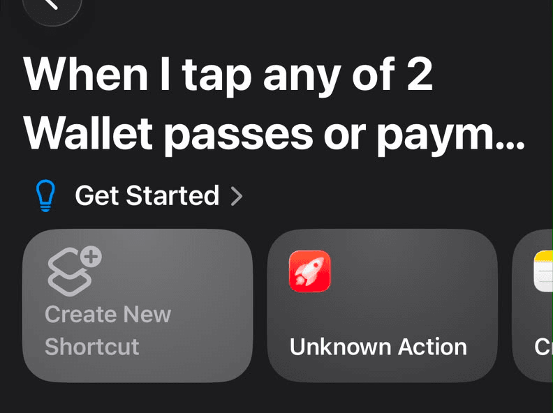 The Create New Shortcut tile