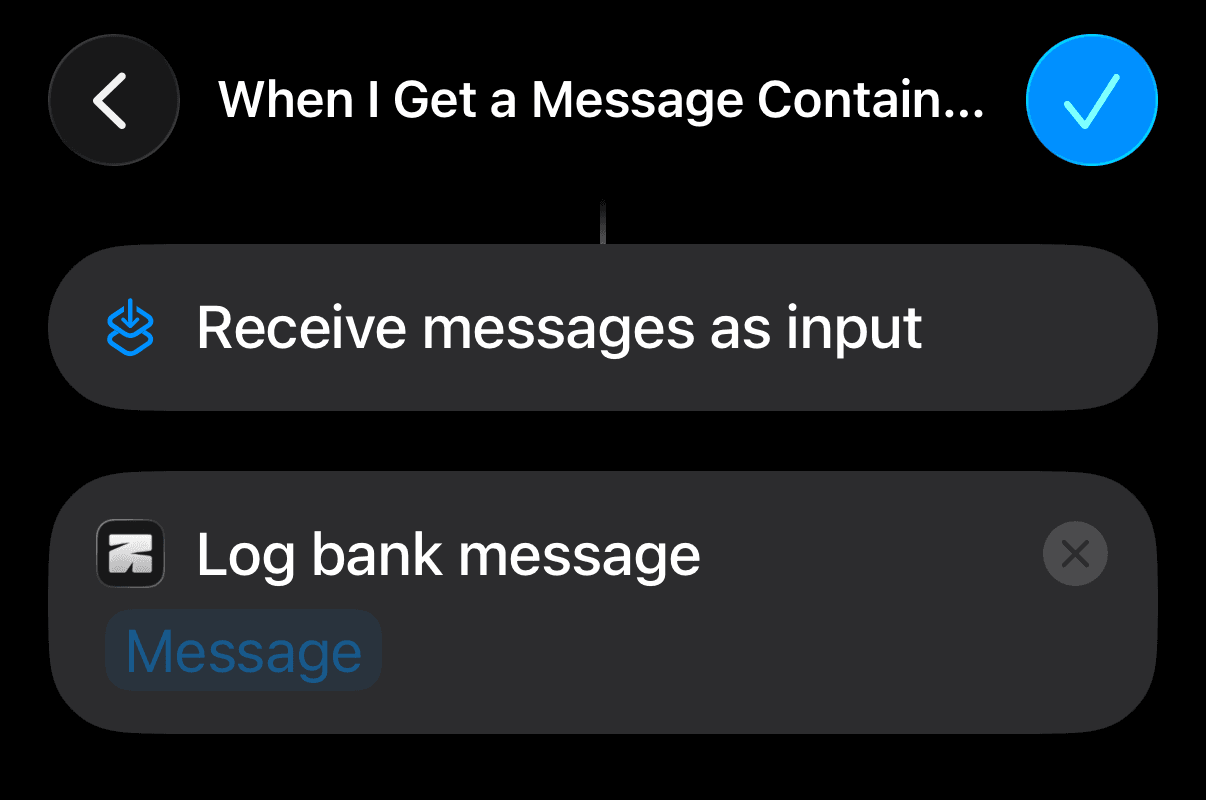 The action with the blue Message chip