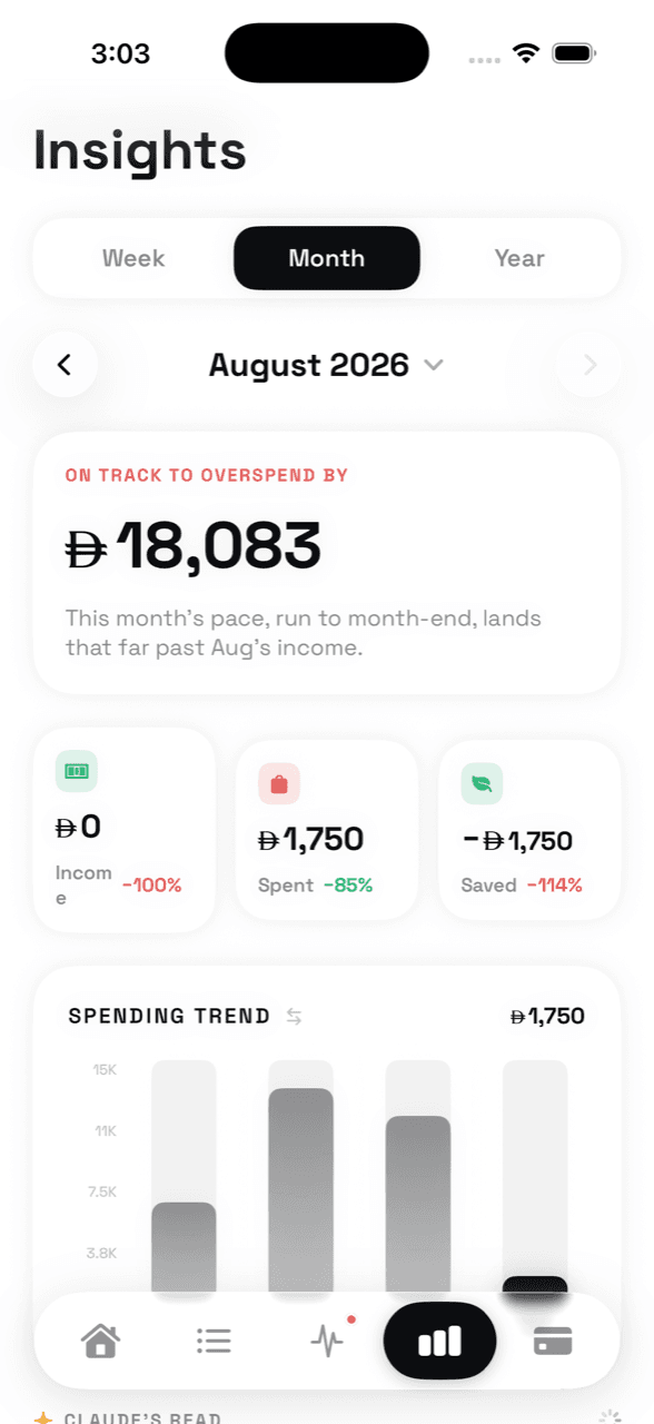 The Insights feed with verdict-led cards